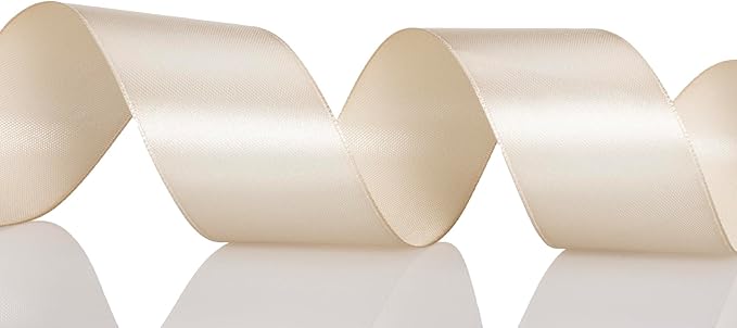 ATRBB 25 Yards 1-1/2 inch Wide Satin Ribbon Perfect for Wedding, Handmade Bows and Gift Wrapping(Natural Linen)
