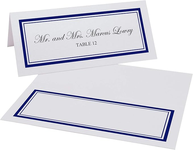 Double Line Border Place Cards, Navy (Choose Color), Set of 60, Pre-cut and Scored - Wedding, Party, Dinner, and Special Events - Made in the USA