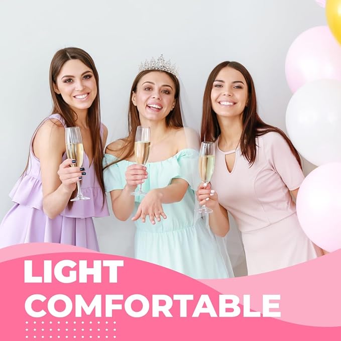 Birthday Tiara Crown with Sash for Women, Headband Hair Accessories for Wedding Party Costume Silver