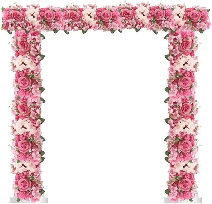 6 Pack Artificial Peony Garland,Wedding Arch Artificial Flower Panels,Flowers Wall Backdrop Panel for Wedding Dining Table Christmas Home Party Decor (Pink &Purple)