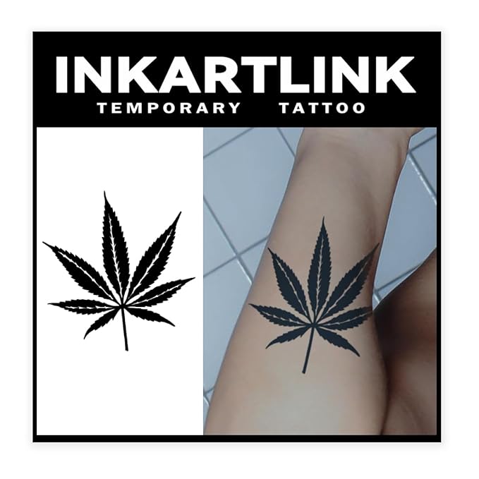 INKARTLINK Tattoo Tech, 3 Sheets Small Semi Permanent Tattoo, Adult Art Design Temporary Tattoos, Lasts 1-2 Weeks, Waterproof, Realistic Look, No Adhesive, No Reflection (Maple Leaf)