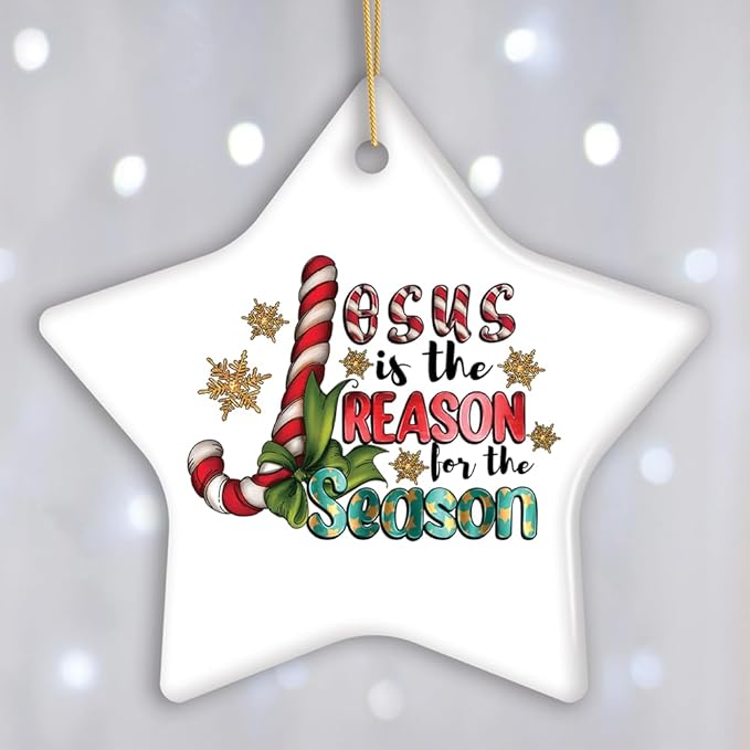 Festively Fun Jesus is The Reason for The Season Religious Christmas Ornament