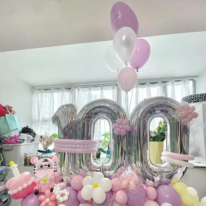 40 inch Silver Number Balloon Giant Foil Helium Balloons Silver Number 7 Balloon for 7th Birthday Party Anniversary Decorations Supplies