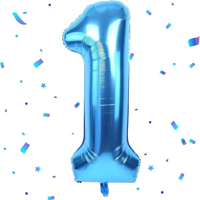 40 inch Blue Number Balloon Giant Foil Helium Balloons Blue Number 1 Balloon for 1st Birthday Party Decorations