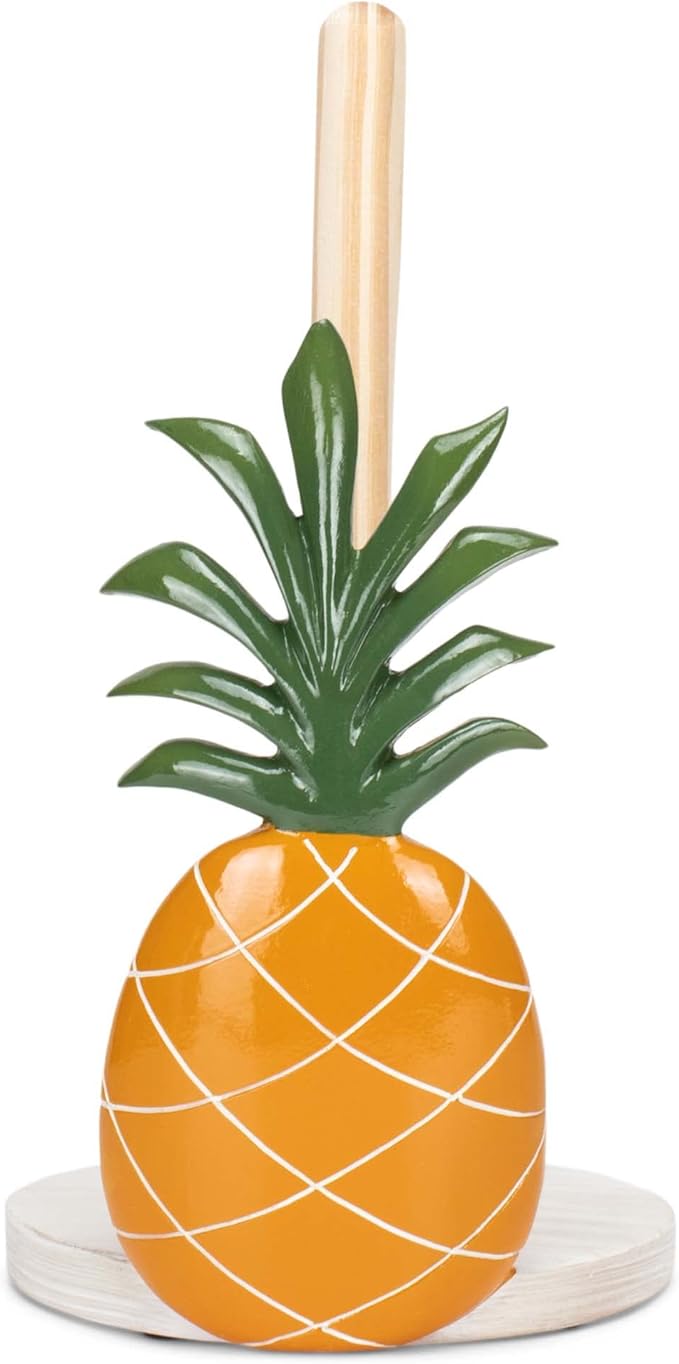Elanze Designs Tropical Pineapple 12 inch Resin and Wood Paper Towel Holder