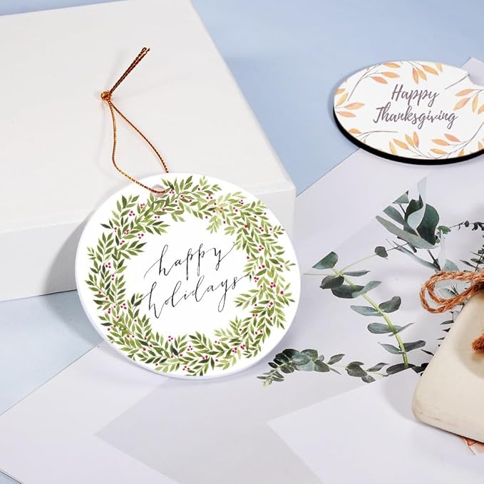 Custom Ceramic Christmas Ornaments with Photo Text - Personalized New Home Christmas Hanging Decorations Decorations