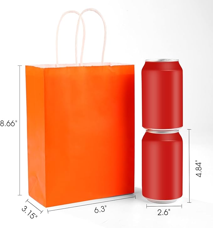 XPCARE 32Pcs Paper Gift Bags, 6.3"x3.15"x8.66" Kraft Paper Party Favor Bags Bulk Rainbow Goodie Bags Small Gift Bags with Handles for Kids Birthday Baby Shower Crafts Wedding Party Supplies (6 Colors)