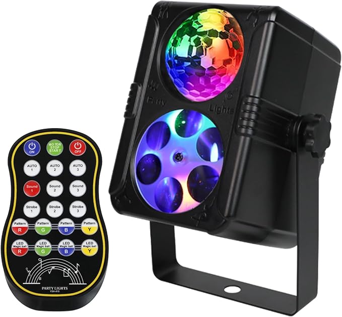 YSH Disco Ball Strobe Lights, Sound Control Party Lights with Remote DJ Lighting for Family Room Prom Birthday Karaoke, New Year's Eve Christmas Decoration（Animation is a Christmas Element）
