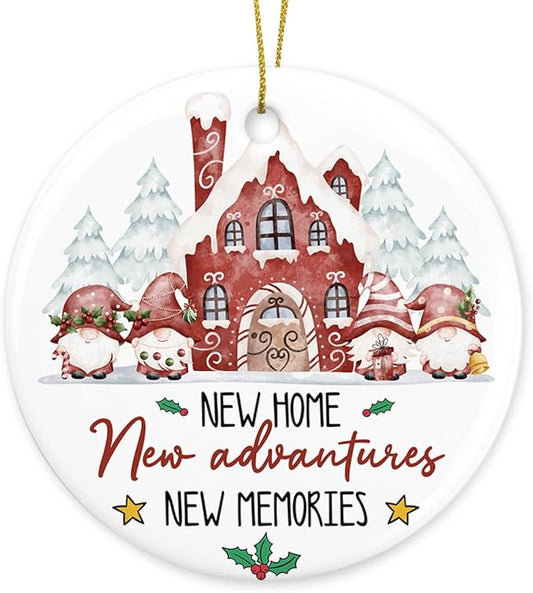 New Home New Advantures Ornament Housewarming Gifts New Home for Couple Friends Him Her First House Christmas Ceramic Xmas Tree Ornament Decorations