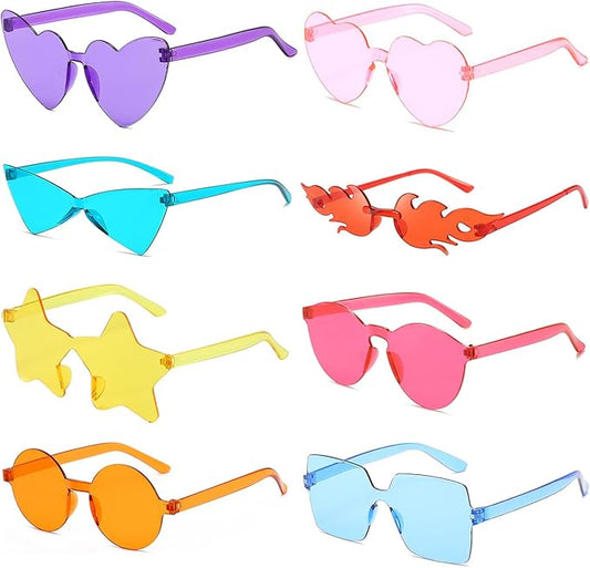 8/16/24 Mixed Style Rimless Sunglasses Colored Party Glasses Rimless Bachelor Photoshoot Costume Accessories