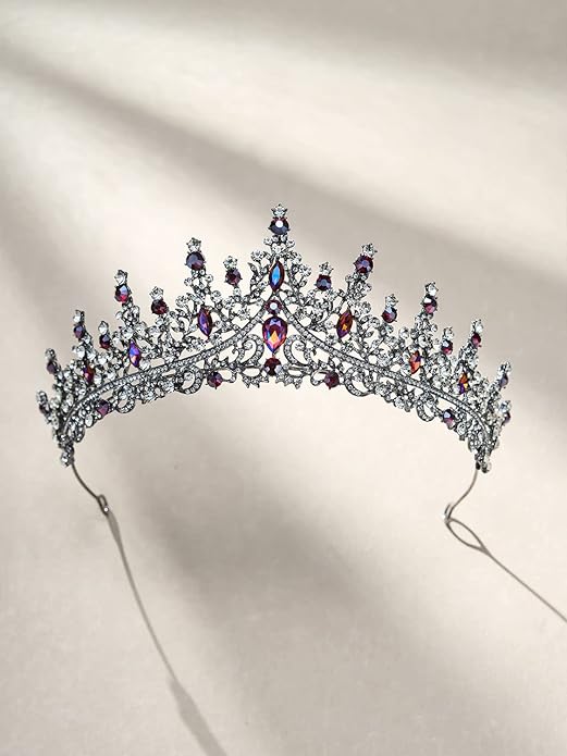 SWEETV Crystal Wedding Tiara for Women, Royal Queen Crown Headband, Rhinestone Princess Hair Accessories for Prom Birthday