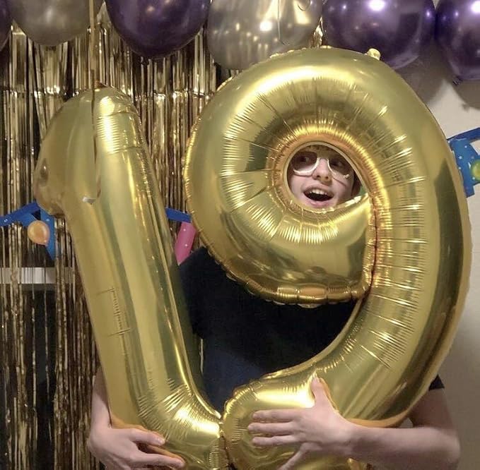 Big Light Gold 40 Inch 9 Balloon Number, Jumbo Giant 9th 19 29 39 49 99 Birthday Party Decorations, Large Champagne Gold Foil Balloons Anniversary Birthday Party Engagement Decorations