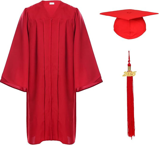 Unisex Adult Matte Graduation Cap and Gown Tassel Set