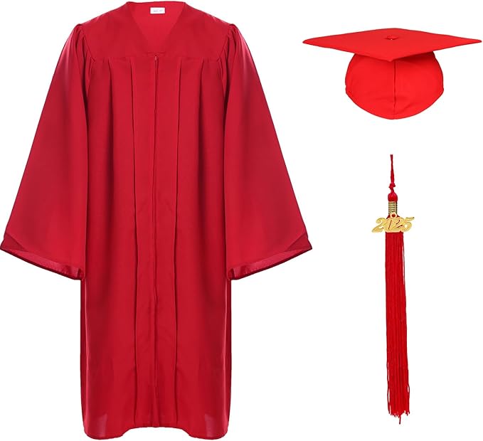 Unisex Adult Matte Graduation Cap and Gown Tassel Set