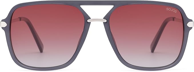 SOJOS Sunglasses for Women & Men, Square, Retro, Polarized Lens, Trendy Aviator, 90s Shades