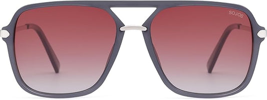 SOJOS Sunglasses for Women & Men, Square, Retro, Polarized Lens, Trendy Aviator, 90s Shades