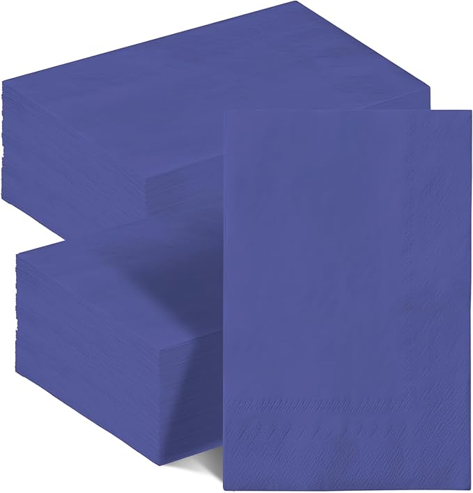 qiqee Bluish Blue Paper Napkins 13 * 16inch Guest Paper Disposable Towels Napkin Paper Hand Towels for Wedding, Dinner, Birthday Party, Dessert Cocktail ＆ Kitchen Napkins（ 120 Count）