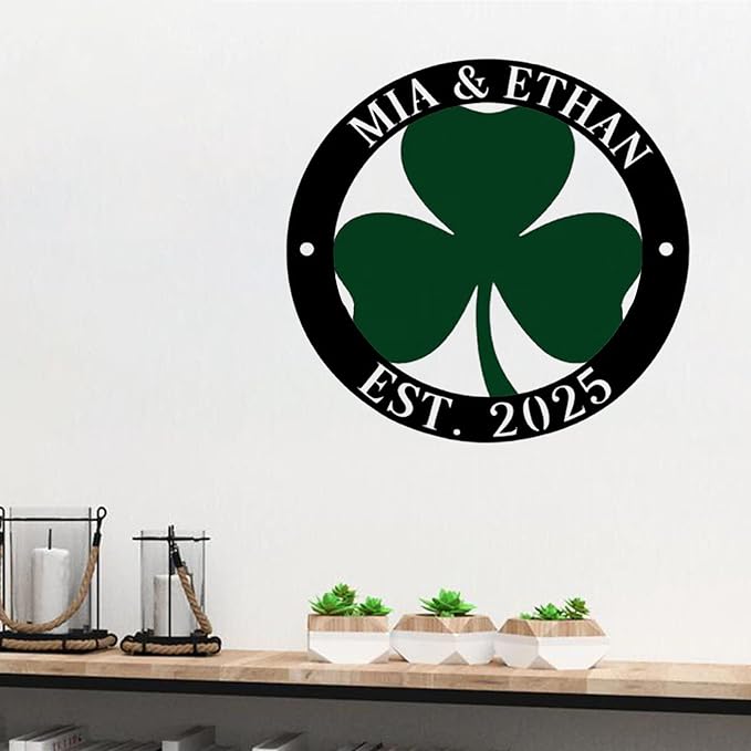 Personalized St. Patrick's Day Shamrock Metal Sign – Custom Lucky Irish Door Wreath, LED Wall Art, Festive Decoration for Home, Front Door, and Holiday Celebrations Gifts for Family Lover Dad Grandpa