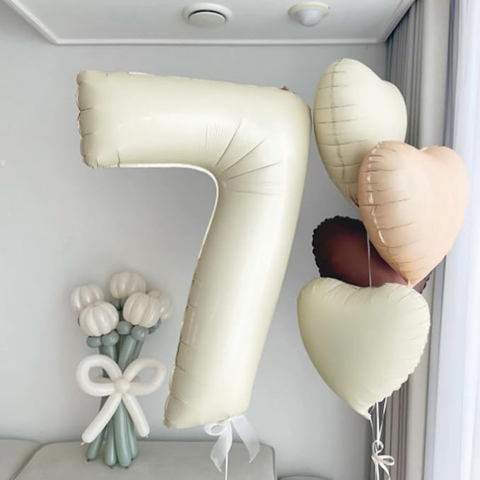 Biapian 40 Inch Cream Number 16 Balloon, 16th Birthday Balloons, Big Digital 16 or 61 Beige White Giant 16 Foil Balloon Helium for 61st 16th Birthday Decorations Anniversary Baby Shower Party Supplies