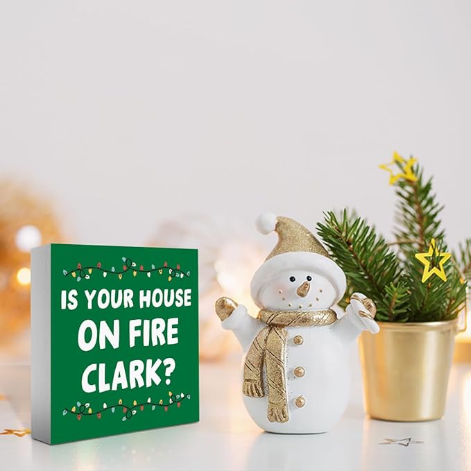 Christmas Vacation Decor, Christmas Vacation Decorations for Home Bathroom, Merry Xmas Holiday Decor for Office Table, Funny Xmas Movie Gifts Decorations 5 x 5 Inch