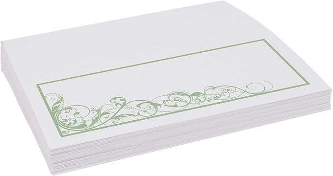 Scribble Vintage Swirl Place Cards, Sage (Choose Color), Set of 60, Pre-cut and Scored - Wedding, Party, Dinner, and Special Events - Made in the USA
