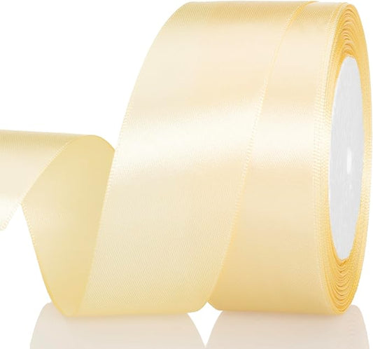 ATRBB 25 Yards 1-1/2 inch Wide Satin Ribbon Perfect for Wedding,Handmade Bows and Gift Wrapping(Buttermilk)