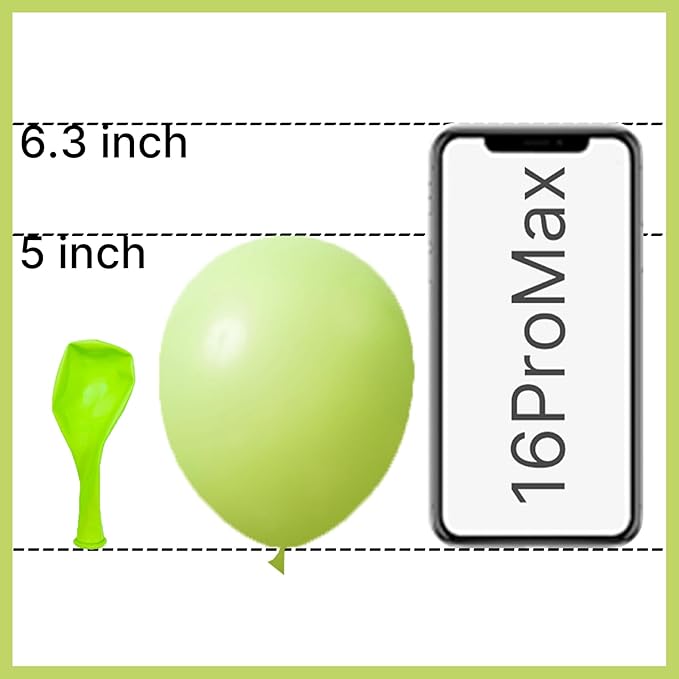 PartyWoo Lime Green Balloons 100pcs 5 Inch Light Green Latex Helium Balloons for Graduation Wedding Baby Shower Anniversary Birthday Dinosaur Jungle Golf Football Theme Party Decorations Green-Y6