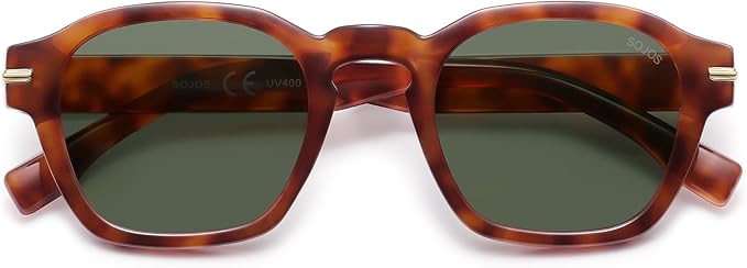 SOJOS Vintage Retro Square Polarized Sunglasses Men Standard Fit Trendy Womens Sun Glasses SJ2382