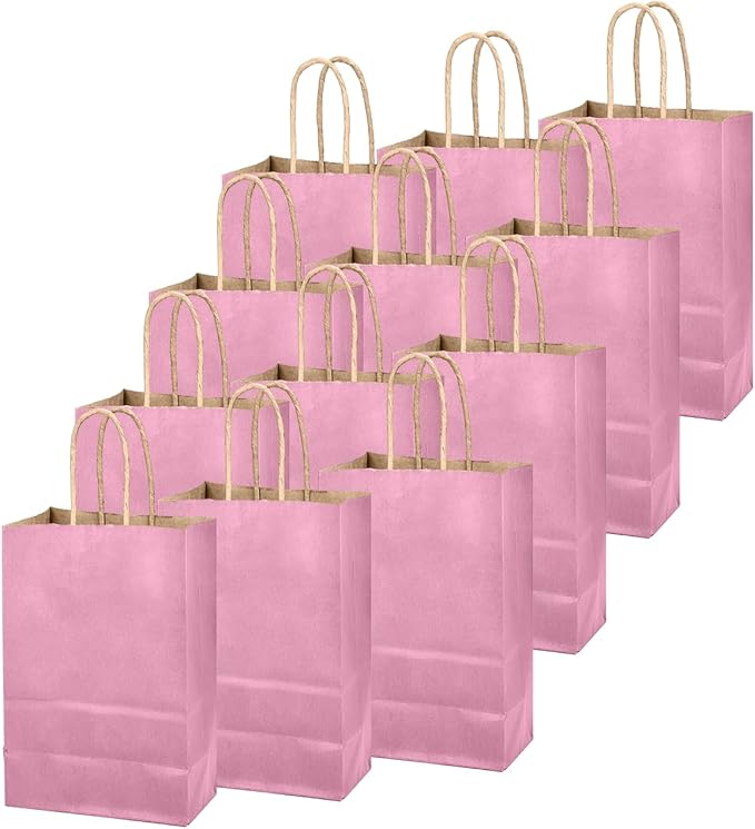 qiqee Purple Gift Bag with Handles Bulk 24Pcs Paper Bags -10.6"x8.3"x4.3"Party Favor Bags - Solid Color