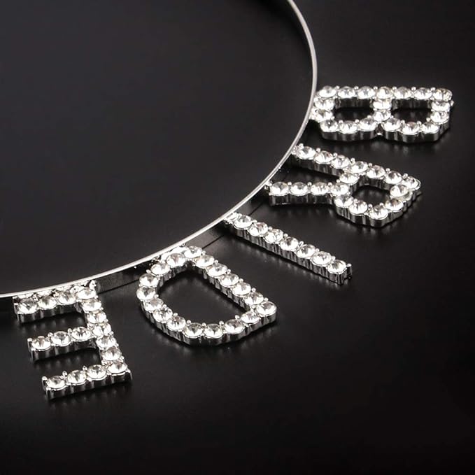 Bride Headband for Wedding, Bridal Shower, Bachelorette Party, Bridal Tiara, Rhinestone & Silver, Women's Headpiece Hair Accessories, One Size, 1 Count