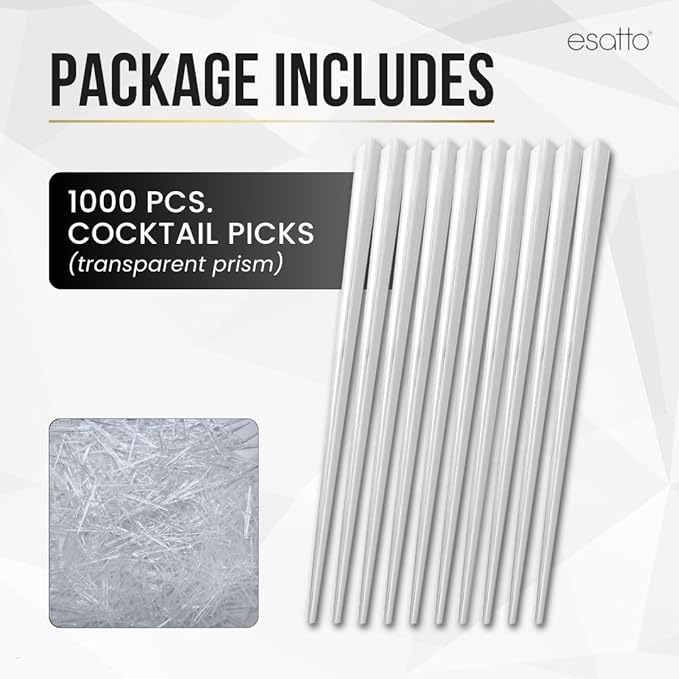 10000 Pcs Cocktail Picks Prism 7.62cm (3") - Sleek, Stylish Garnish for Cocktails, Perfect Plastic Toothpicks for Appetizers & Drinks, Versatile Fancy Skewers Food Pick for Charcuterie Parties