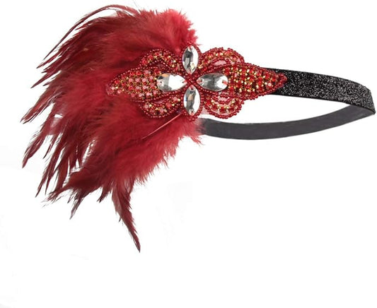 Women flapper feather headband for 1920s theme party Gatsby Headpiece for 20S Party