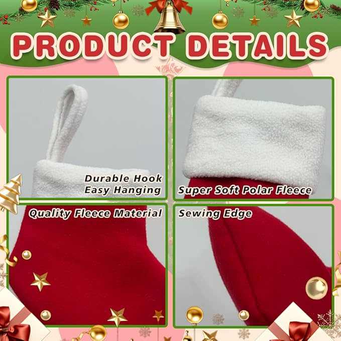 12Pack Mini Christmas Stockings 7" Traditional Xmas Stocking for Family Holiday Party Decor and Xmas Tree Fireplace Merry Christmas Ornament Gifts(Multi-Mini)