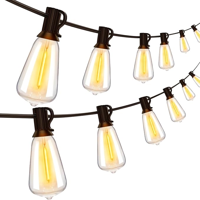 Ollny Outdoor String Lights 160FT, Shatterproof Connectable Patio Lights with 80+4 Spare ST38 Vintage Bulbs, 2200K Warm White Waterproof Outside Hanging Light for Yard Camping Gazebo Porch Balcony