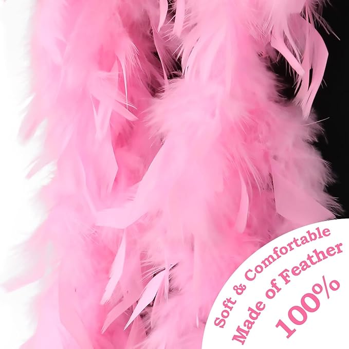 Feather Boa with Heart Rimless Sunglasses,4 ft Feather Boa for Bachelor Party Halloween Christmas Costume Accessory