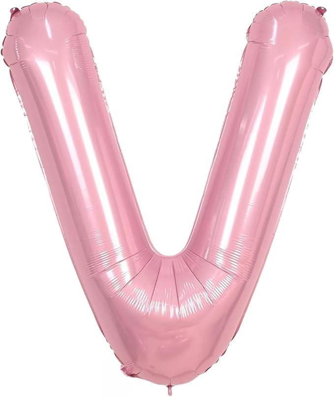 Pink Letter V Balloons,40 Inch V Balloons Letter Mylar Helium Large Pink V Balloon for Birthday Party Anniversary Decorations