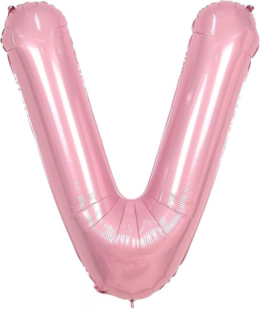 Pink Letter V Balloons,40 Inch V Balloons Letter Mylar Helium Large Pink V Balloon for Birthday Party Anniversary Decorations
