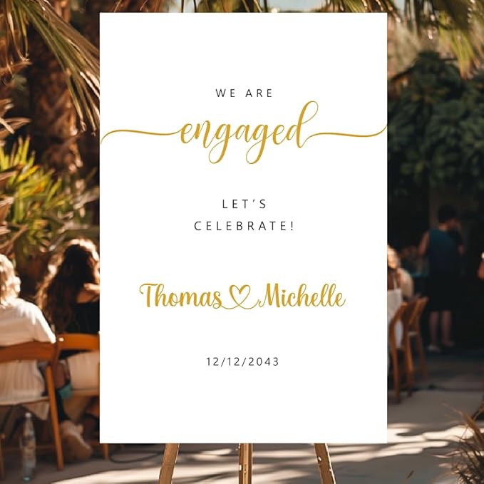Personalized Engagement Welcome Sign – Minimalist Engagement Party Yard Sign – We’re Engaged Signs – Engagement Party Decorations for Couple - She Said Yes! (Version 16)