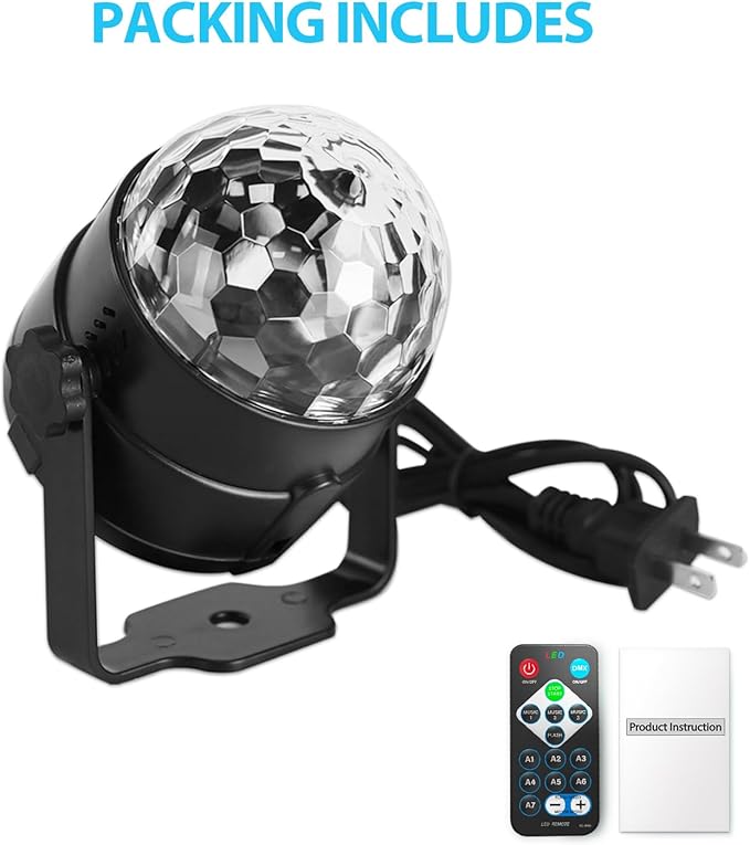 Disco Ball DJ Party Lights Sound Activated with Remote Control Strobe Lamp 7 Modes Stage Light for Home Room Dance Parties Karaoke Halloween Christmas Birthday Decorations