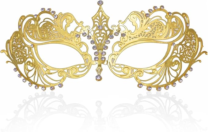 MYMENU Masquerade Mask for Couples Women Metal Rhinestone Venetian Party Evening Prom ball