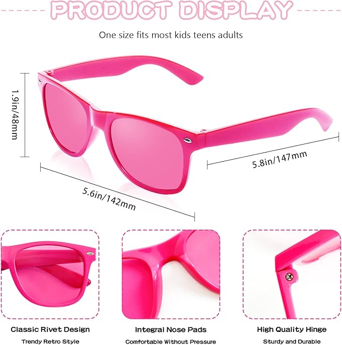 Pibupibu Neon Colors Party Favor Supplies Unisex Sunglasses Pack of 8