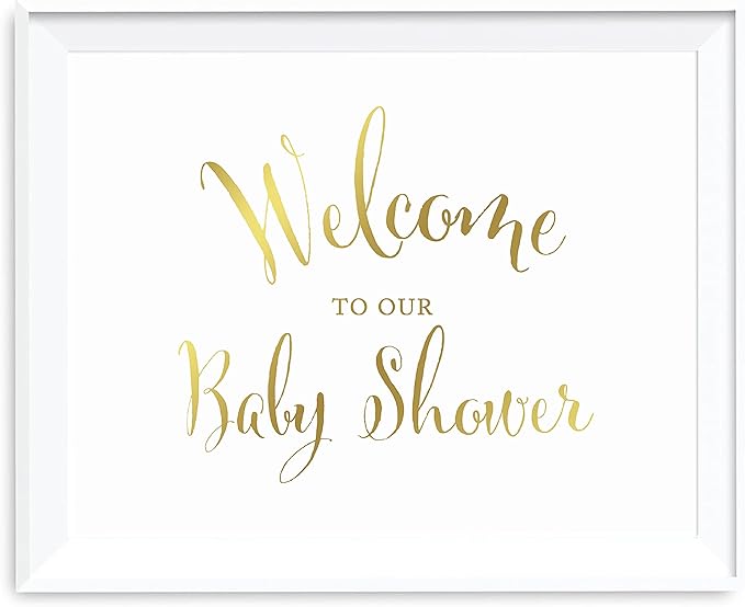 Andaz Press Baby Shower Party Signs, Metallic Gold Ink Print, 8.5x11-inch, Welcome to our Baby Shower, 1-Pack, Unframed