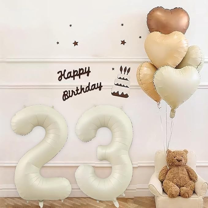 40 Inch Large Cream White 32 Balloon Numbers Big Foil Helium Number Balloons Jumbo Happy 32nd Mylar Birthday Party Decorations for Women or Men 23 Anniversary Party Supplies