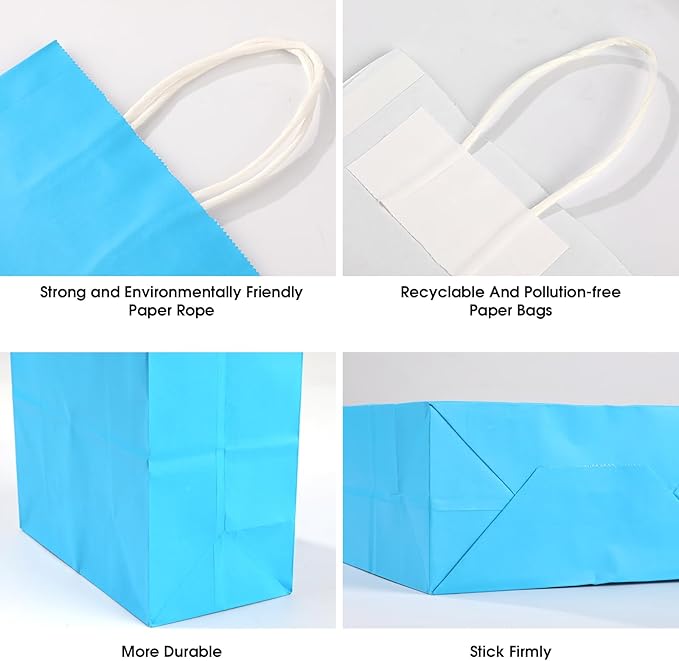 XPCARE 60Pcs Paper Gift Bags, 6.3"x3.15"x8.66" Kraft Paper Party Favor Bags Bulk Rainbow Goodie Bag Small Gift Bag with Handles for Kids Birthday Baby Shower Crafts Wedding Party Supplies (6 Colors)