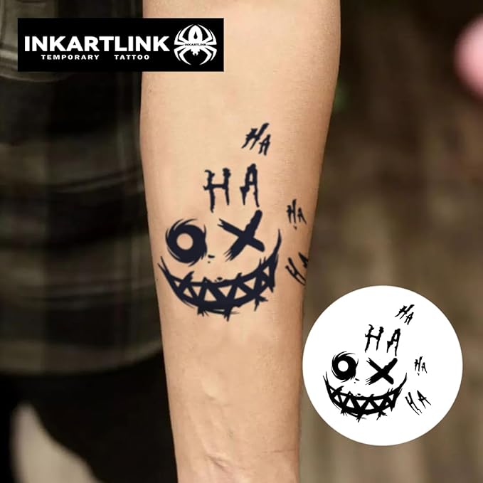 INKARTLINK Semi Permanent Tattoo, Temporary Tattoo, Beautiful and Realistic Design, Fun Tattoo Experience, Cruelty-free, Non-reflective, Waterproof (Funny Smiley Face 2)