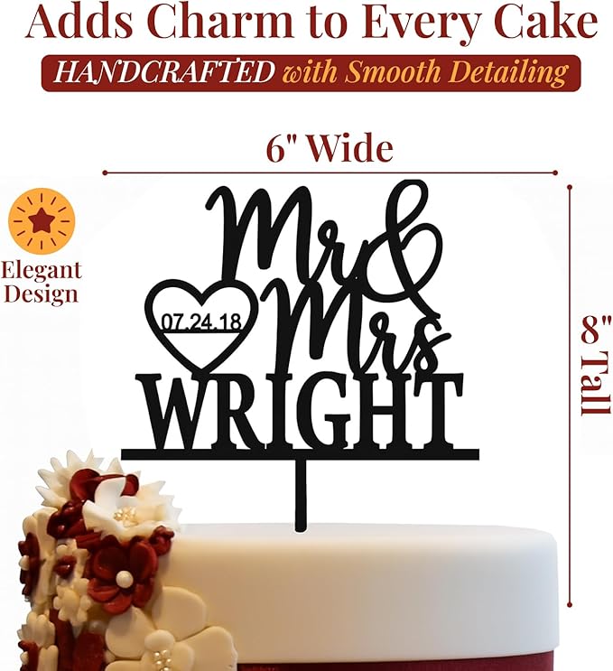 Wedding Cake Toppers - Custom Bride & Groom Design for Your Special Day - Mr & Mrs Cake Topper Brings a Special Touch to Weddings & Anniversaries- Make Your Celebration Unforgettable with Cake Toppers