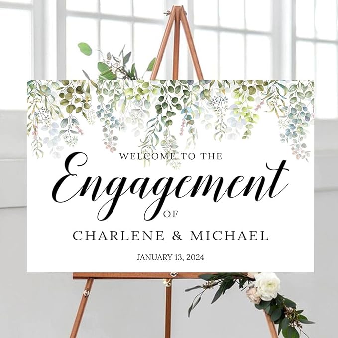 Personalized Engagement Welcome Sign, Engagement Party Sign, Engagement Decor, Engagement Decorations, Engagement Sign, Engaged Sign, Engaged Welcome Sign UNIPROSIGNS #13