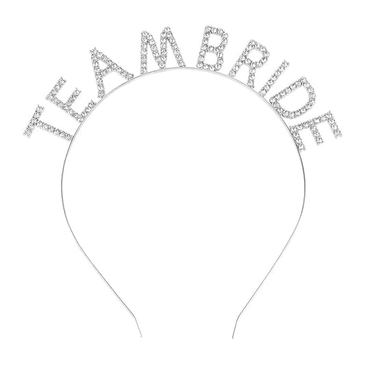 Silver Team Bride Headband Bachelorette Party Decorations Rhinestone Bridesmaid Headbands for Bridal Shower, Bachelorette Party, Wedding