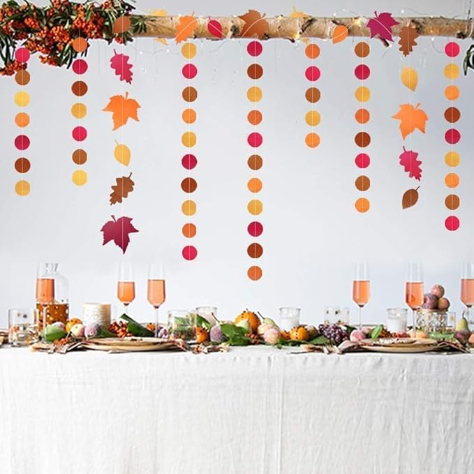 Cheerland Fall Leaf Garlands Thanksgiving Party Decorations Maple Banner Backdrop Hanging Decor Streamer for Birthday Classroom Picnic Wedding Baby Shower Autumn Thanksgiving Harvest Party Supplies