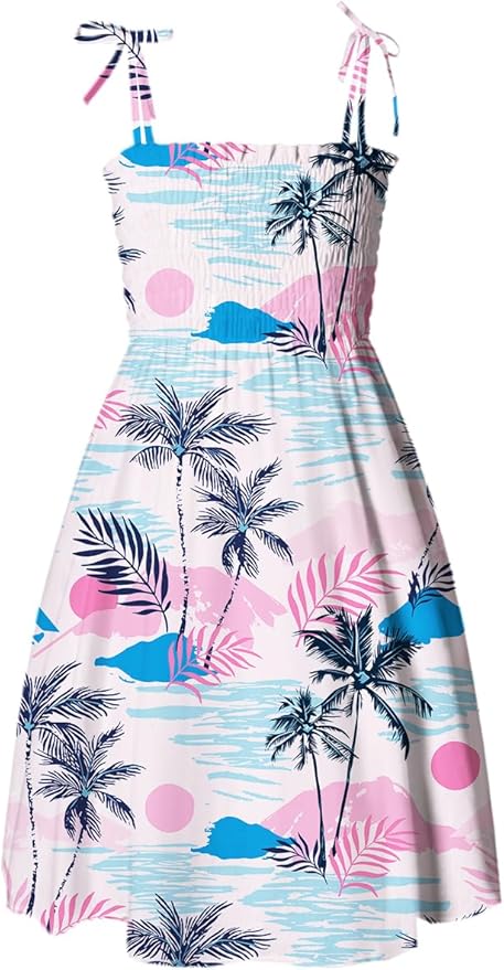 Cromoncent Matching Hawaiian Outfits for Family, Dad and Son Matching Luau Beach Tropical Shirts Mommy Daughter Tropical Sets